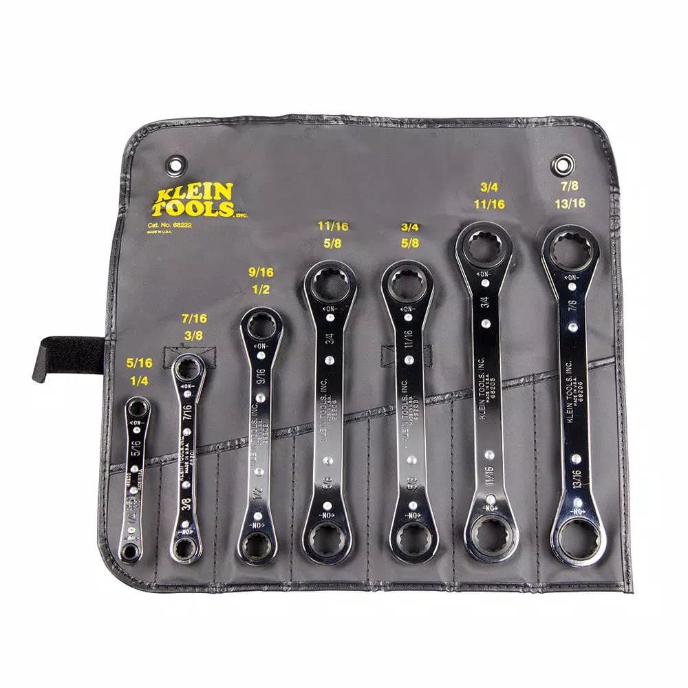 Klein Tools 7-Piece Ratcheting Box Wrench Set, SAE, Carbon Steel