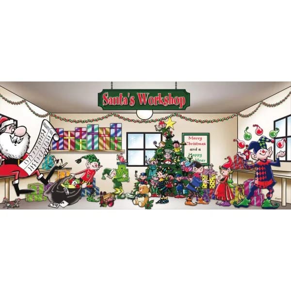 My Door Decor Santa's Workshop Christmas Garage Door Decor Mural, 7 ft. x 16 ft.