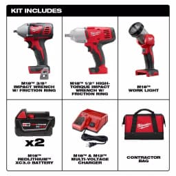 Milwaukee M18 18V Lithium-Ion Cordless 3-Tool Combo Kit with (2) 3.0 Ah Batteries, Charger, and Tool Bag thumbnail 2