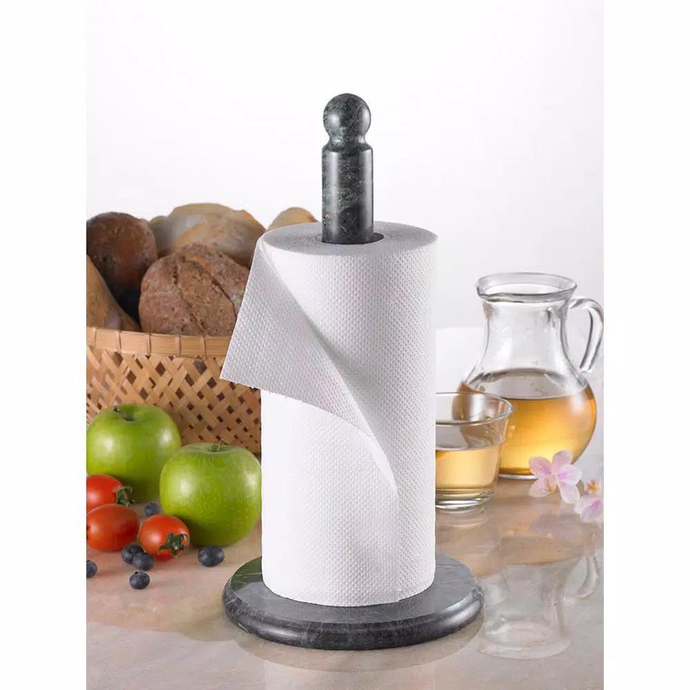 Creative Home Natural Green Marble Paper Towel Holder - 12.5 in. Heavyweight Kitchen Towel Dispenser