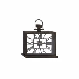 LITTON LANE 20 in. Black Iron and Clear Glass Horizontal Rectangular Table Clock thumbnail 2