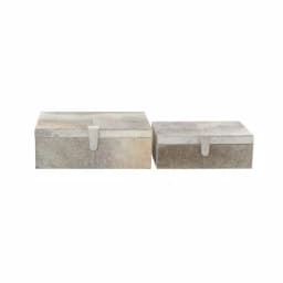 LITTON LANE Natural Reflections Gray Leather Hide Decorative Box Set of 2 thumbnail 3
