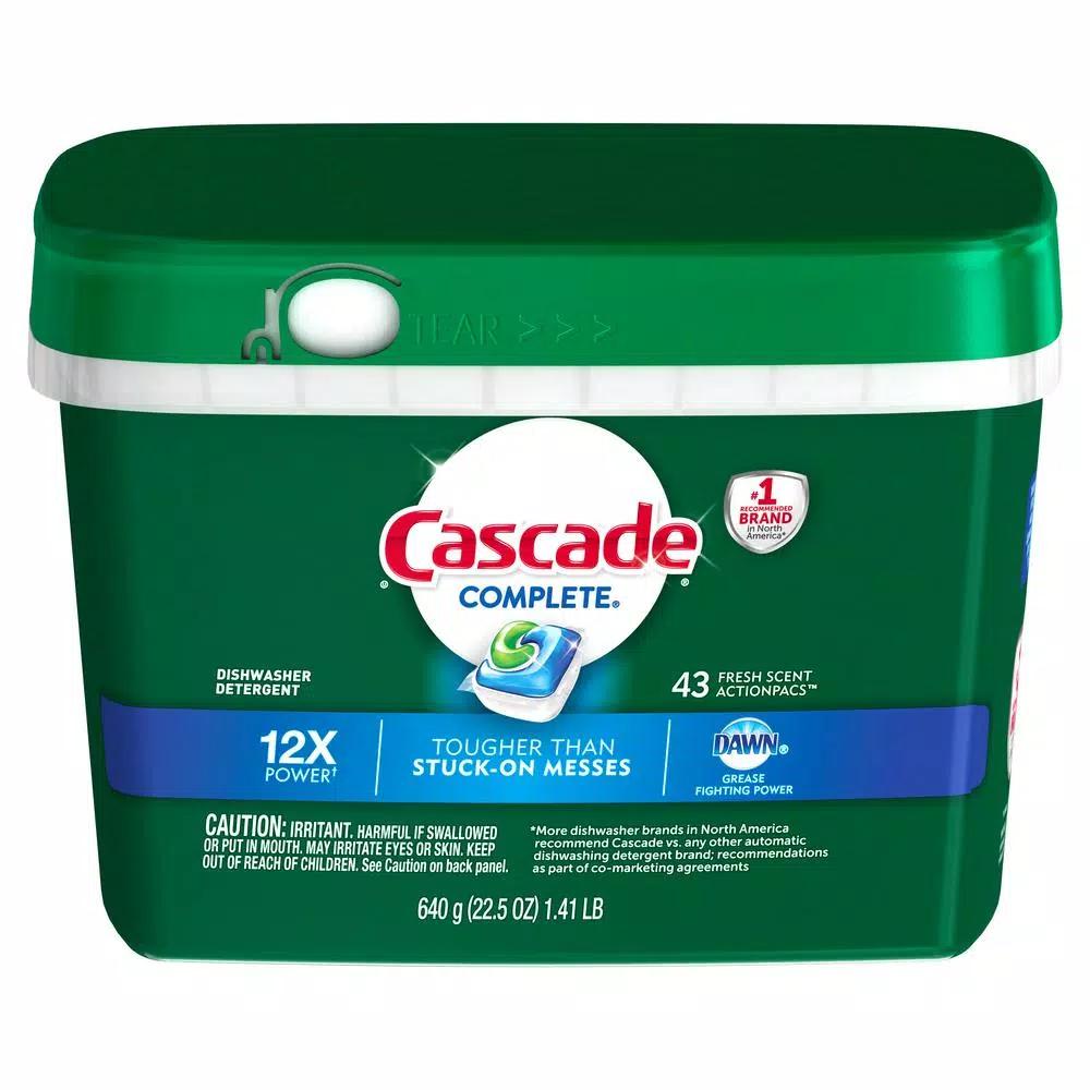 Cascade Complete ActionPacs Dishwasher Detergent with Dawn, Fresh Scent, 43-Count (6-Pack)
