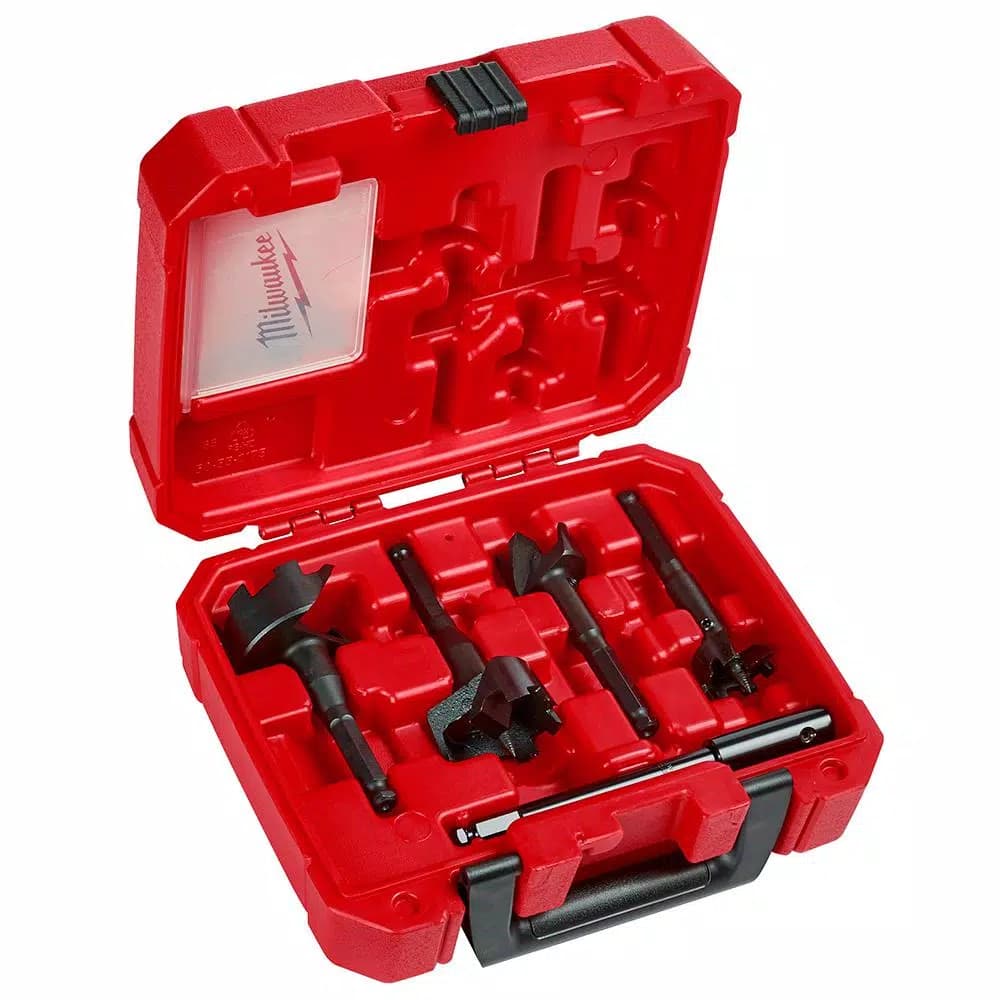 Milwaukee 49-22-0135 Contractor Selfeed Wood Boring Bit Set, 4-Piece High Speed Steel Auger Bit Kit