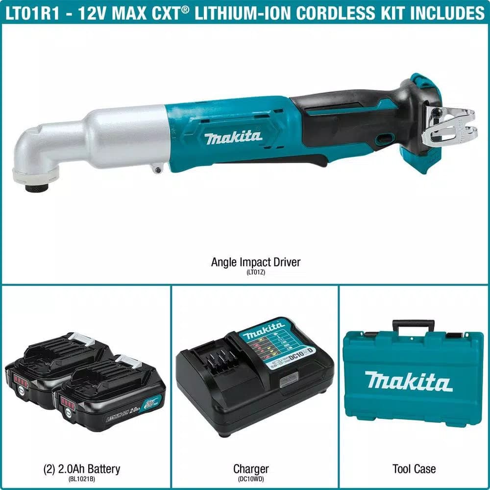 Makita 12V MAX CXT Cordless Angle Impact Driver Kit with 2.0Ah Battery and Charger