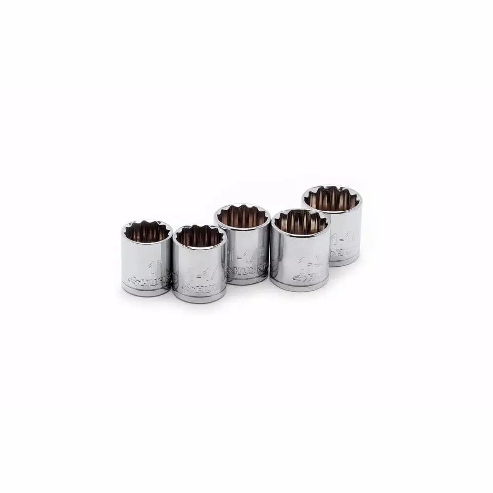 Husky 1/2 in. Drive X-Large 12-Point Socket Set, SAE and Metric, 10-Piece