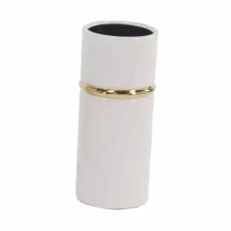 LITTON LANE White Ceramic Decorative Vase Set of 3 with Gold Lining Detail, Modern Cylinder Design thumbnail 6