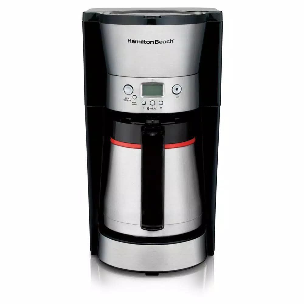 Hamilton Beach 10-Cup Programmable Drip Coffee Maker with Thermal Carafe, Black and Stainless Steel