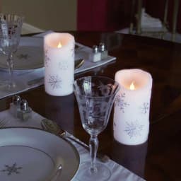 LUMABASE 6 in. Silver Snowflake Flameless LED Pillar Candles, Set of 2 thumbnail 5