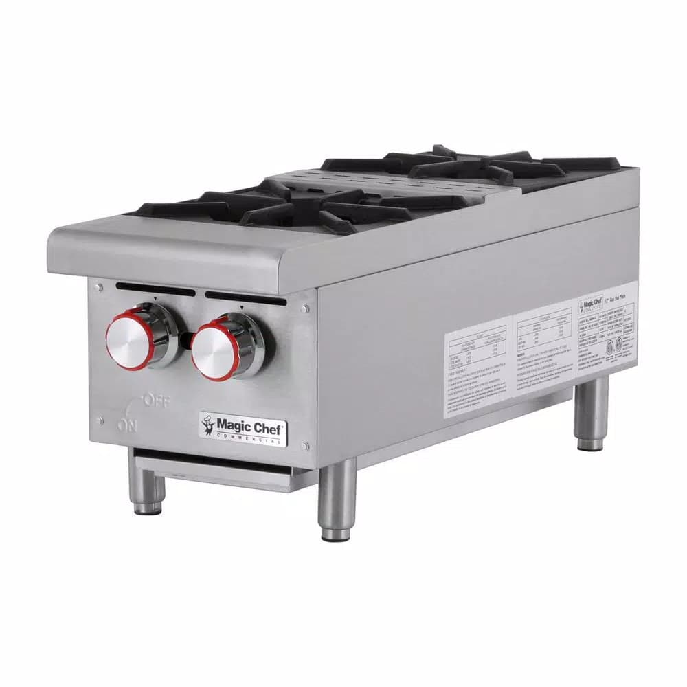 Unbranded Magic Chef Commercial 12 in. 2-Burner Gas Countertop Hot Plate Range, 50,000 BTUs