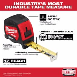 Milwaukee 25 ft. STUD Tape Measure with 17 ft. Reach and EXO360 Blade Technology thumbnail 2