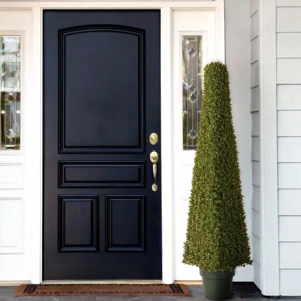 National Tree Company 54 in. Double Cedar Spiral Artificial Topiary with Decorative Urn and 150 Clear Lights