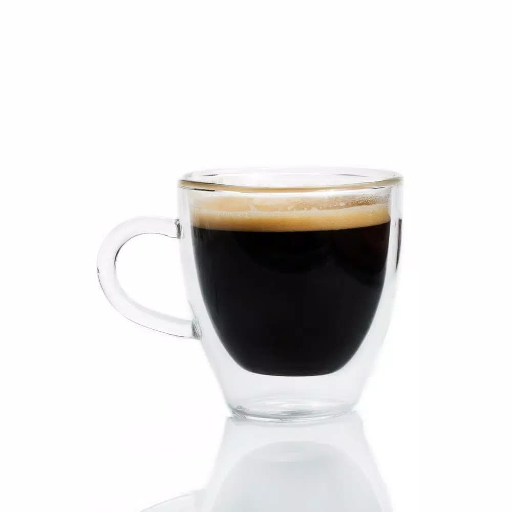 GROSCHE Turin Double-Walled Borosilicate Glass Espresso Cups with Handles, 4.7 oz (Set of 2)