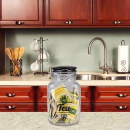 Home Basics Glass Tea Canister with Airtight Ceramic Lid and Metal Clamp - 67.6 oz thumbnail 3