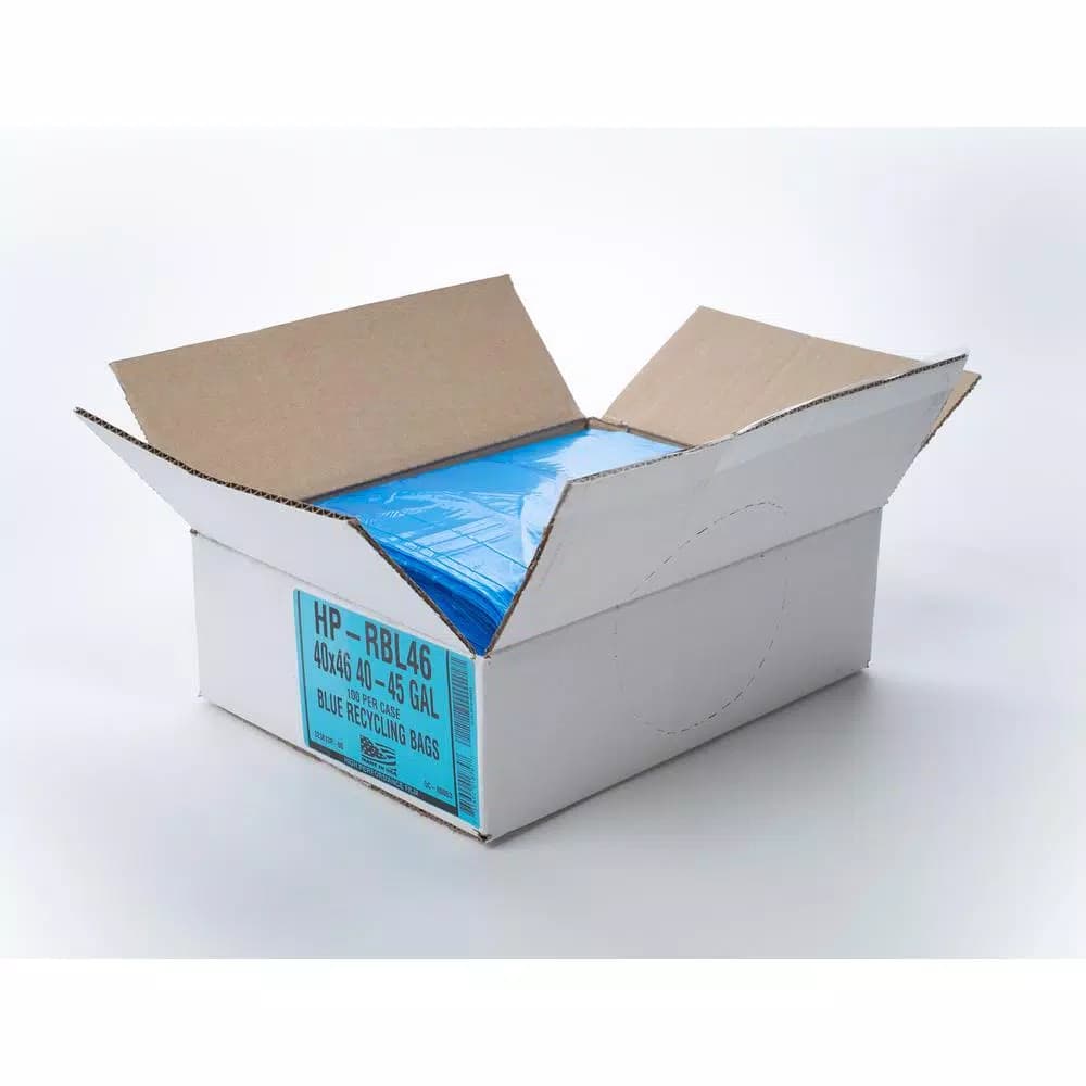Unbranded 45 Gallon Blue Recycling Trash Bags, 0.95 Mil Thickness, 100-Count