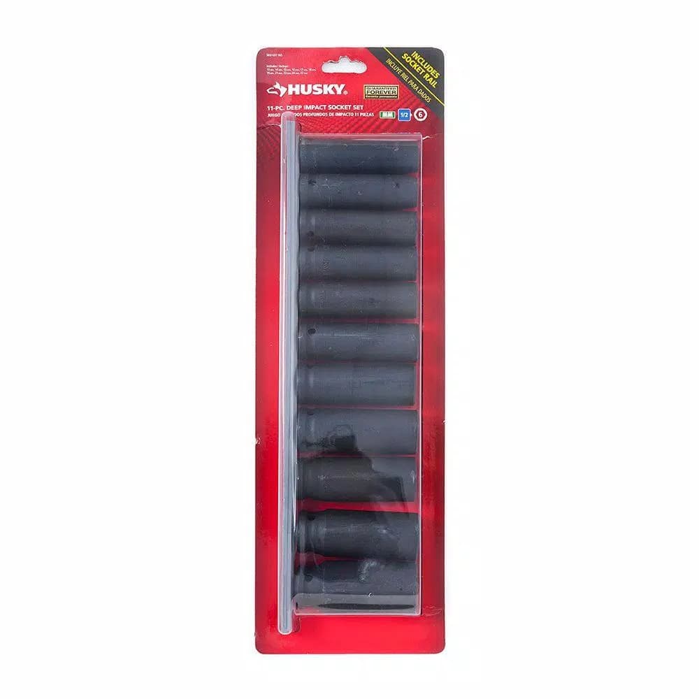 Husky 1/2 in. Drive Metric Deep Impact Socket Set, 11-Piece