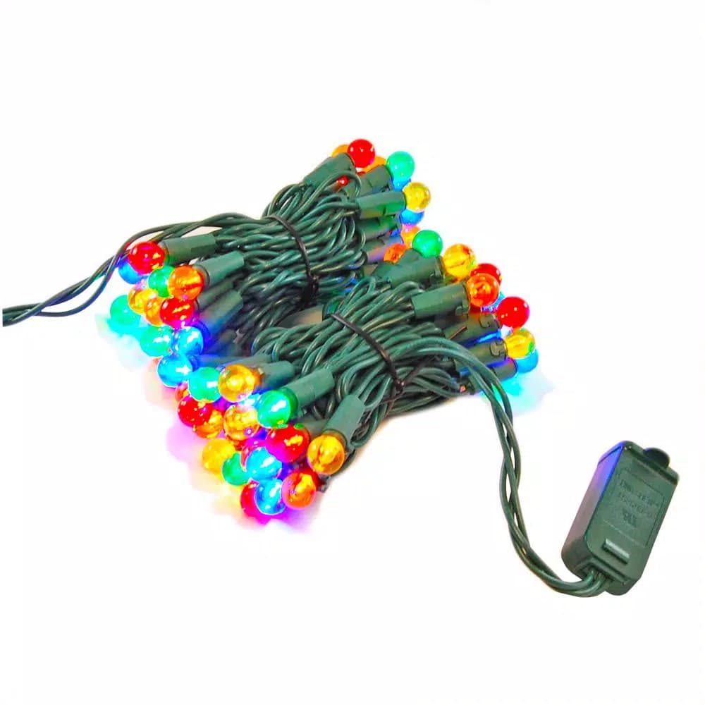 LUMABASE 70-Light Multi-Color LED Globe String Lights, Weather Resistant, 14.58 ft