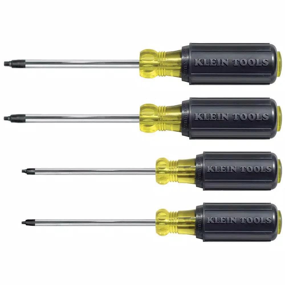 Klein Tools 4-Piece Square Recess Robertson Screwdriver Set with Cushion-Grip Handles