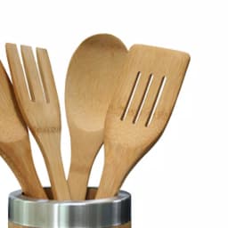 Home Basics 5-Piece Bamboo Kitchen Utensil Set with Vertical Standing Holder thumbnail 2
