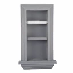 Unbranded Newton Recessed Toilet Paper Holder with Ledge Frame, Solid Pine, Gray thumbnail 1