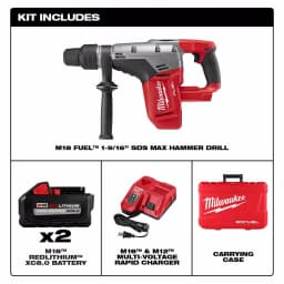 Milwaukee M18 FUEL 1-9/16 in. SDS-Max Rotary Hammer Kit with Two 8.0 Ah Batteries & Charger thumbnail 2
