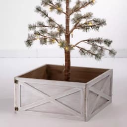 Glitzhome 22.09 in. Washed White Wooden Tree Collar - Rustic Farmhouse Christmas Tree Box thumbnail 7