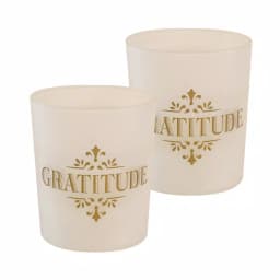 LUMABASE Gold Gratitude LED Battery Operated Candles with Frosted Glass - Set of 2 thumbnail 1