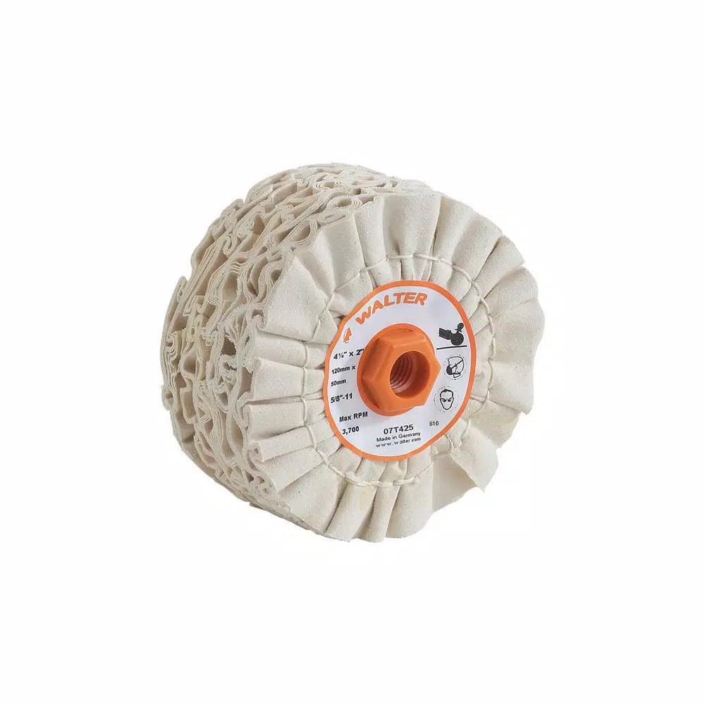 WALTER SURFACE TECHNOLOGIES Line-Mate 4-3/4 in. x 2 in. x 5/8 in.-11 Cotton Buffing Drum