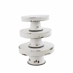 3R Studios Distressed White Metal Cake Stand Set of 3 - Country Cottage Style Pedestals thumbnail 3