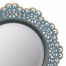 Stonebriar Collection Stonebriar Small Round Turquoise Metal Lace Accent Mirror with Brass Highlights, 12.5 in. thumbnail 2