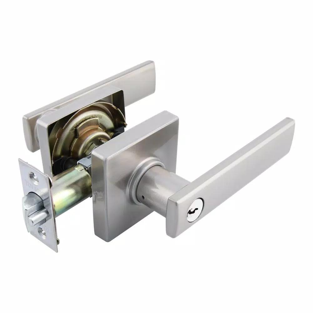 Toledo Fine Locks Toledo European Lugo Keyed Entry Door Lever Set, Satin Nickel