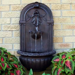 Sunnydaze Decor Florence Iron Lead Finish Solar Outdoor Wall Fountain - Decorative Resin Water Feature thumbnail 6