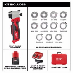 Milwaukee M12 Cordless Cable Stripper Kit for Al THHN/XHHW Wire, 12V thumbnail 2