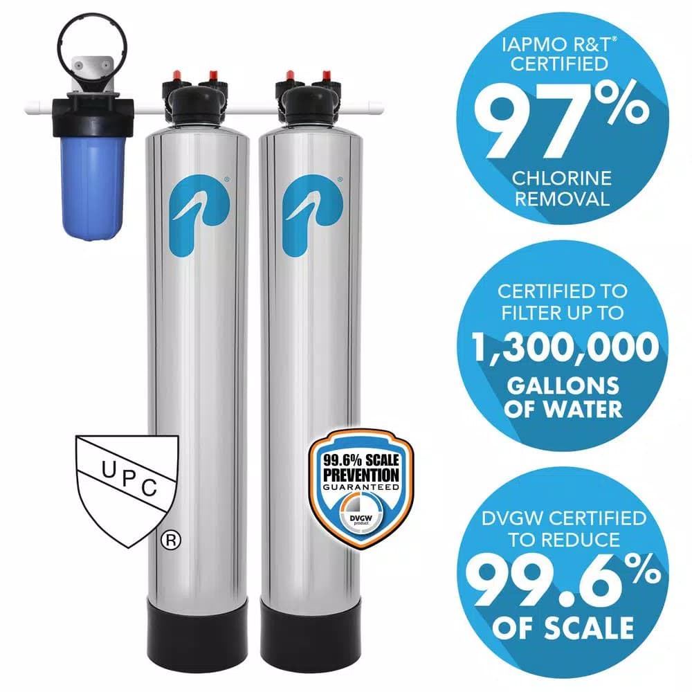 Pelican Water Pelican PSE2000 Whole House Water Filtration and NaturSoft Water Softener Alternative System, 15 GPM