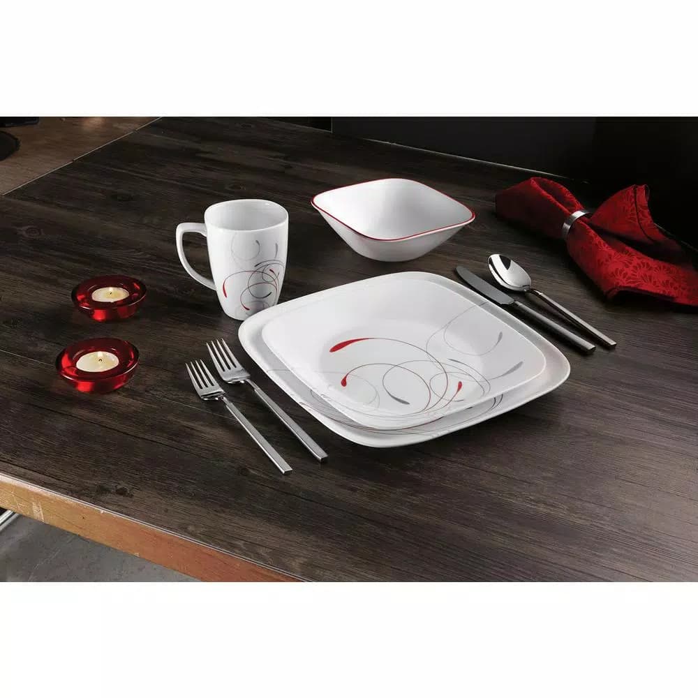 Corelle Square 16-Piece Splendor Glass Dinnerware Set, Service for 4