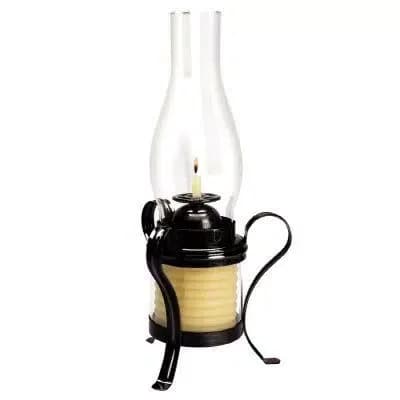 Candle by the Hour Beeswax Coil Candle with 3 ft. Black Metal Hurricane Lamp Stand