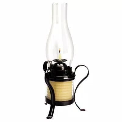 Candle by the Hour Beeswax Coil Candle with 3 ft. Black Metal Hurricane Lamp Stand