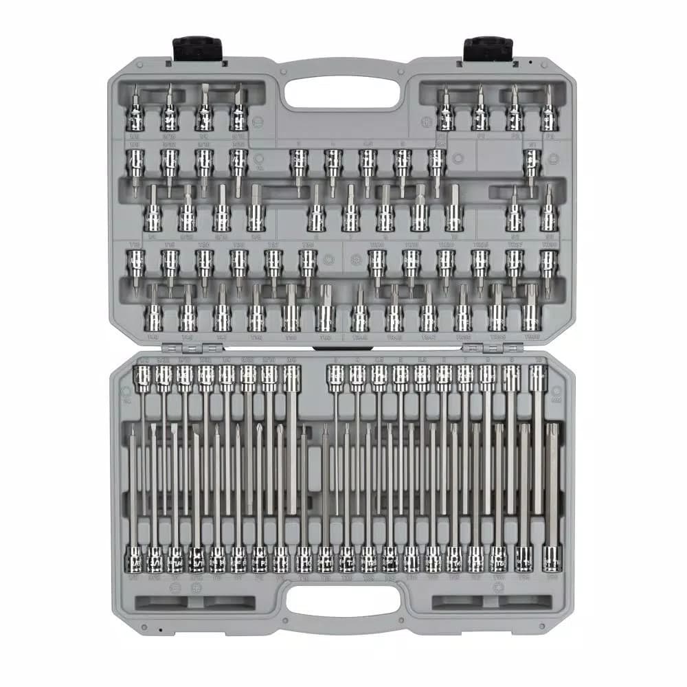 TEKTON 91-Piece 3/8 in. Drive Bit Socket Set - Hex, Torx, Phillips, Slotted, Square