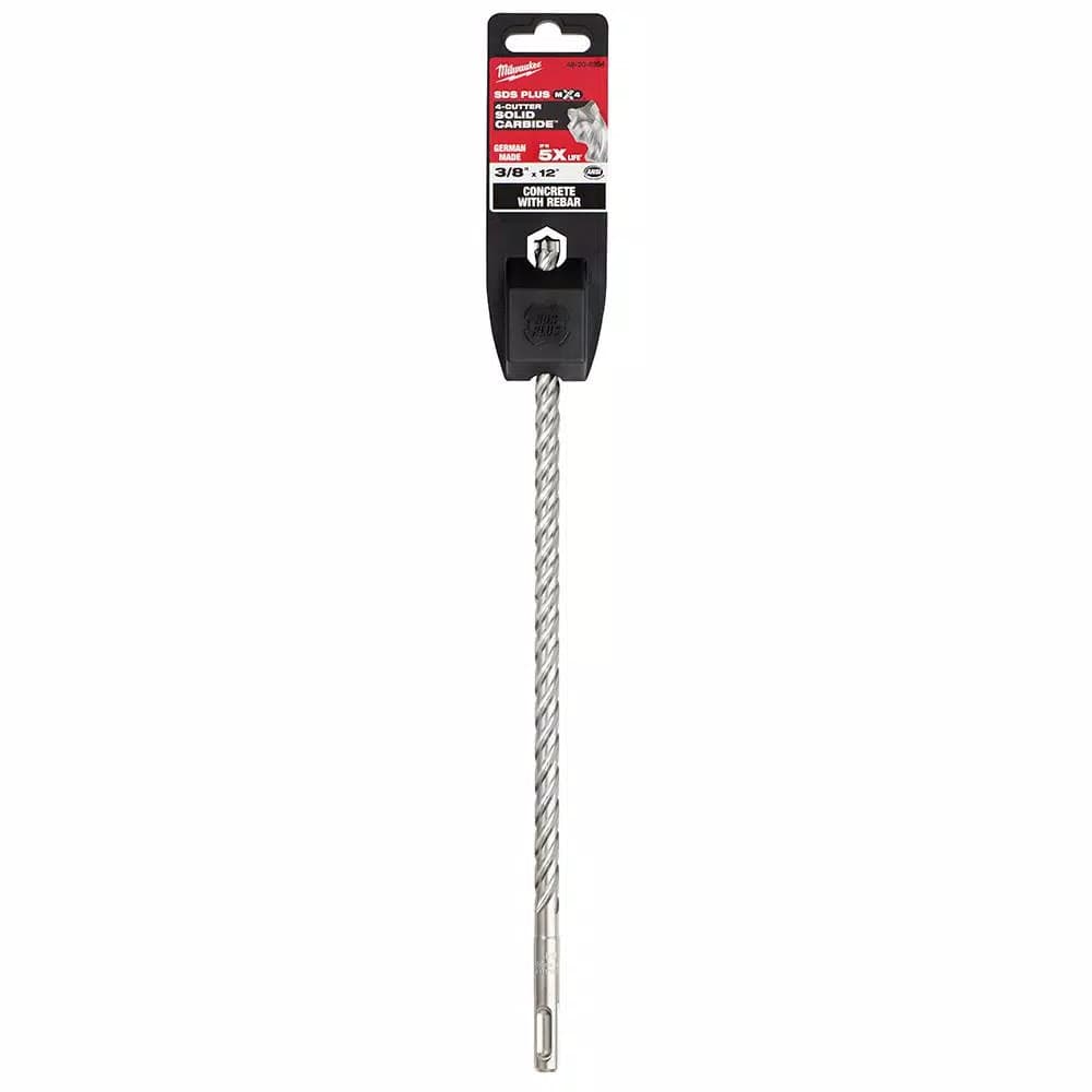 Milwaukee MX4 SDS-Plus 4-Cutter Carbide Drill Bit, 3/8 in. x 12 in.