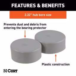 CURT 2.32" Bearing Protector Dust Covers, Gray Plastic (2-Pack) thumbnail 6