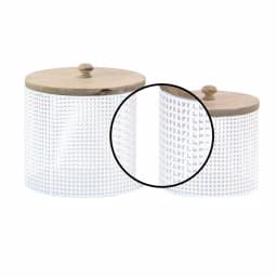 LITTON LANE White Iron Mesh Round Canisters with Wooden Lids, Set of 2 thumbnail 3