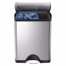 simplehuman 46L Fingerprint-Proof Brushed Stainless Steel Rectangular Recycling Step-On Trash Can thumbnail 1