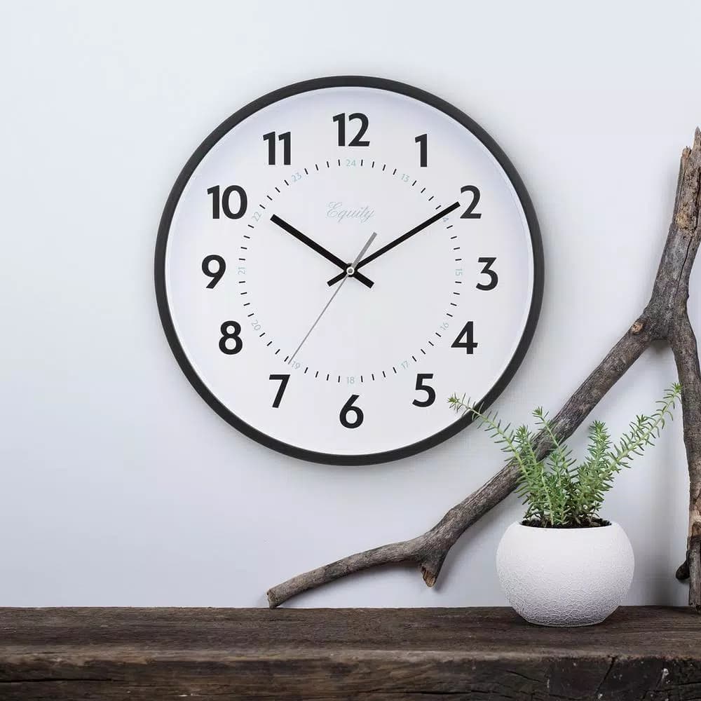 Equity by La Crosse 14 in. Commercial Black Analog Wall Clock with Quartz Movement