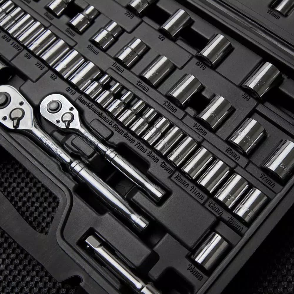 Stanley 85-Piece 1/4 in. and 3/8 in. Socket Set, SAE and Metric