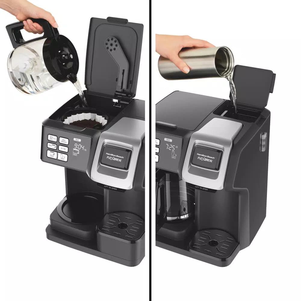 Hamilton Beach FlexBrew 2-Way Coffee Maker, 12-Cup Drip & Single-Serve Pod Brewer, Black