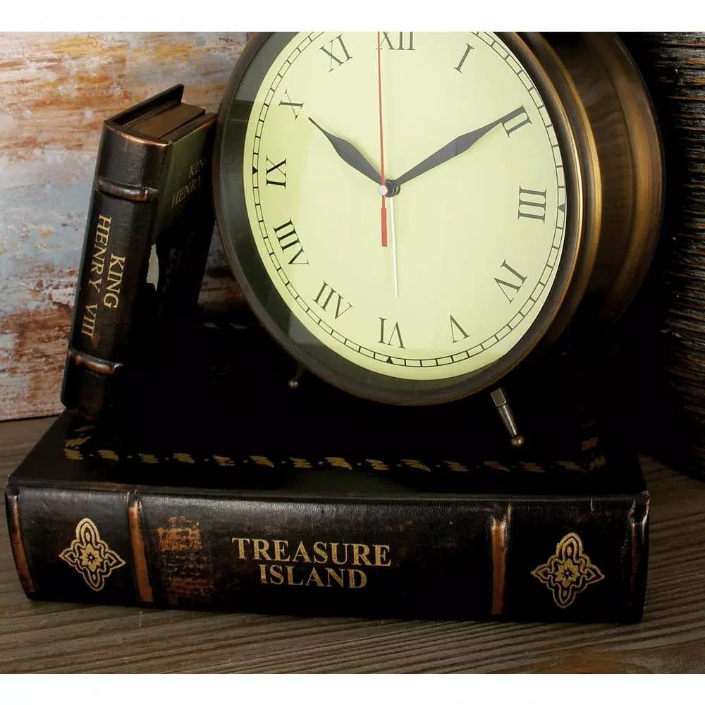LITTON LANE Vintage Reflections Set of 3 Classic Faux Leather & Wood Book Boxes