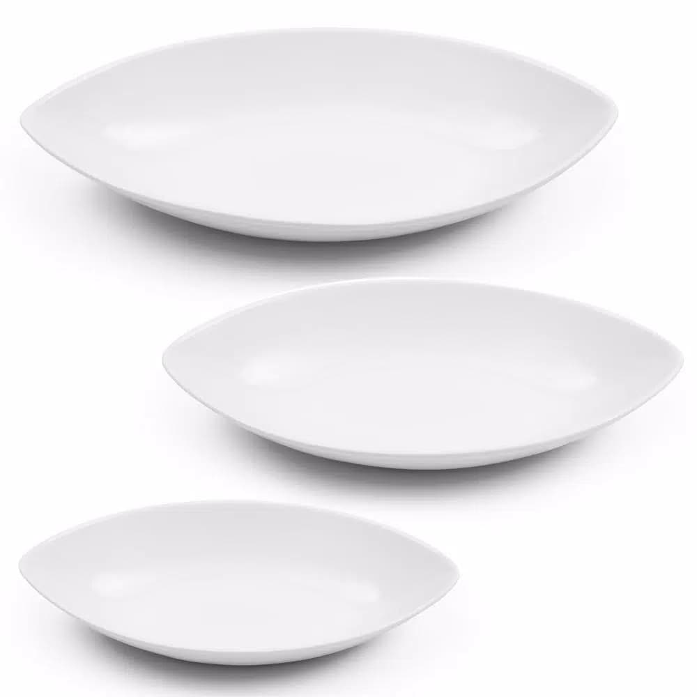 Certified International 3-Piece White Porcelain Oval Serving Bowl Set