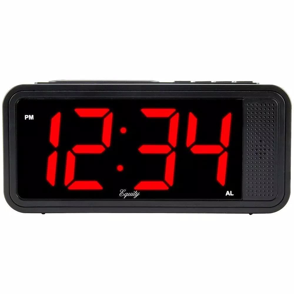 Equity by La Crosse Red 1.8 in. LED Quick Set Digital Alarm Clock with Dimmer and Battery Backup