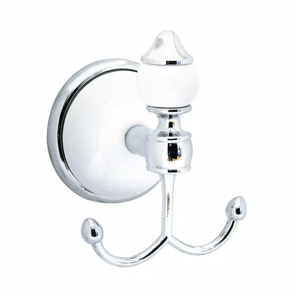 MODONA 4-Piece Bathroom Accessories Set, White Porcelain and Polished Chrome