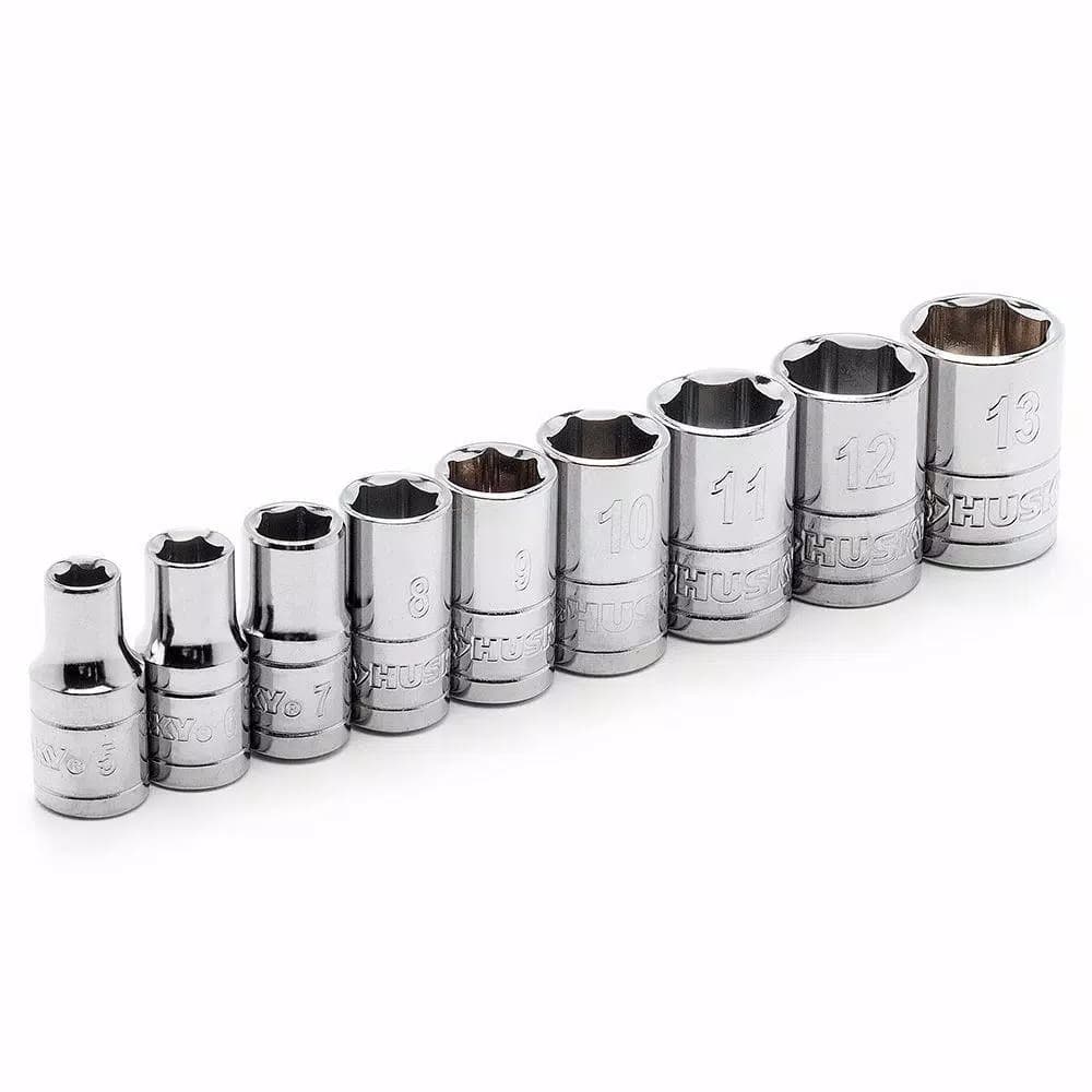 Husky 20-Piece 1/4 in. Drive Ratchet and Socket Set, SAE/Metric